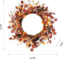 Glitzhome 22" D Fall Eucalyptus Berry Wreath, Artificial Wreaths Rustic Hanging Ornaments for Fall Front Door Wall Decor by CozyNest Decor