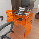 Acrylic Desk with Retaining Edge, Orange Acrylic Table, Console Table for Office, Study, Bedroom, Entrance Decor (17.7" D x 39.4" W x 31.5" H, Orange) by CozyNest Decor