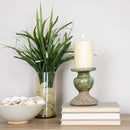 Creative Co-Op 2-Tone Sculptural Terracotta Pillar Candle Holder, Distressed Green by CozyNest Decor
