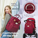RUVALINO Diaper Bag Backpack, Multifunction Travel Pack Maternity Baby Changing Bags, Large Capacity, Waterproof, Purplish Red by TinyTreasures Baby Boutique