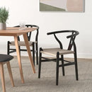POLY & BARK Weave Dining Chairs – Mid-Century Modern Wishbone Dining Chairs with Arms, Solid Wood Frame, Indoor Use – Black – Set of 2 - Ideal for Dining Room, Kitchen or Stylish Accent Setting by CozyNest Decor