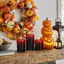 Wondise Halloween Flameless Candles with 6H Timer, Battery Operated Dripping Real Wax Black LED Pillar Candles 3D Wick Flickering Spooky Halloween Indoor Decoration (3 Pack, 3 x 4,5,6 Inches) by CozyNest Decor