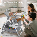 Kinder King Convertible Baby High Chair, Adjustable Feeding Chair for Babies and Toddlers with Removable Double Tray, Simple Compact Fold for Space-Saving, 2 Built-in Wheels, Easy to Clean, Gray by TinyTreasures Baby Boutique