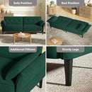 89” Futon Sofa Bed, Velvet Fabric Comfy Futon Couch Bed with 2 Square Pillows, Convertible Sleeper Sofa with Adjustable Backrest& Armrests, Modern Loveseat Sleeper for Living Room, Bedroom by CozyNest Decor