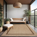 Bordered Outdoor Rug 5x7 Washable Outside Carpet for Indoor Patio Porch Waterproof Easy Cleaning Non Shedding Area Rugs Jute Beige - Nut Brown 5 x 7 by CozyNest Decor