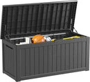 270 Gallon Outdoor Storage Box Waterproof Lockable Resin Deck Box Large, Patio Storage Bin for Pool Accessories Cushion Furniture, Garden Tools, UV-Resistant Outside Delivery Black by CozyNest Decor