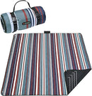 HX&OD Outdoor Picnic Blanket Extra Large, 80''*60'' Waterproof Picnic Mat with Stakes Foldable Camping Blanket Portable with Carry Strap for Beach Mat (Green& White, 80''*60'') by TinyTreasures Baby Boutique