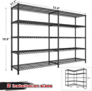 REIBII 72.8" W Storage Shelves Load 1600LBS, 5 Tier Metal Shelving Unit Wire Shelving for Storage Rack Heavy Duty Metal Shelves for Garage Pantry Kitchen, 17.7" D x 72.8" W x 70.9" H by GreenHaven Gardens