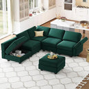 Belffin Modular Velvet Sectional Sofa with Chaise Lounge Sectional Sleeper Sofa with Storage Chaise Bed Couch for Living Room Green by CozyNest Decor
