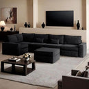 HOOOWOOO Modular Sectional Couch Sofa,125X69 U L Shaped Oversized Couch Sets Free Combination,6 Pieces Extra Deep Sofa with Ottoman for Living Room(Black Corduroy) by CozyNest Decor