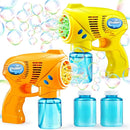 JOYIN 2 Bubble Guns with 2 Refill Solution (10 oz Total), Bubbles Maker, Blower for Kids, Toddlers, Outdoors Activity, Birthday Gift, Easter Basket Stuffers (Yellow+Orange) by TinyTreasures Baby Boutique