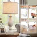 28'' Tall Farmhouse Table Lamps for Living Room, Bedroom Lamps Set of 2 with USB C+A Charging Ports, Rustic Farmhouse Nightstand Lamps for Bedside, Traditional Side Table Lamp with Fabric Shade by CozyNest Decor