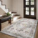 AMOAMI-3X5 Area Rug-Soft Washable Vintage Throw Accent Rugs for Living Room, Entryway, Bedroom, Kitchen, Bathroom, Laundry Room, Kitchen, Bathroom, Bedside, No Slip Grey by CozyNest Decor