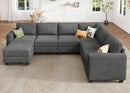 HONBAY Corduroy Sectional Sofa with Storage, U Shape Modular Sectional Sofa with Chaise, Modular Couches for Living Room, Dark Gray by CozyNest Decor