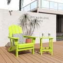 WO Home Furniture Adirondack Chair Table Set of 2 PCS Outdoor Folding Chair w Side Table Weather/UV Resistant for Lawn, Garden, Bon Fire, Balcony (Lime) by GreenHaven Gardens