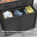 Laundry Hamper Laundry Basket with 3 Section Pull-Out Rolling Bags, Laundry Sorter for Organization and Storage with 2 Pull-Out Drawers for Laundry Room, Bathroom, Bedroom Use (Rustic Brown) by CozyNest Decor