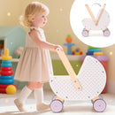 Wooden Baby Walker & Doll Stroller – Adjustable Handle Push Cart, Anti‑Tip, Quiet Wheels, Pretend Shopping Cart – Montessori Wooden Walker for Babies, Doll Stroller for Toddlers 12m+ by TinyTreasures Baby Boutique