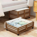 Bamboo Under Bed Storage Containers- Underbed Organizer with Wheels with Large Dust Bag,Sturdy Wood Rolling Under the Bed Shoe Storage Organizer Drawer 2 Packs (Walnut, Small) by CozyNest Decor