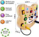 Toddler Montessori Busy Board - Wooden Educational Toy with Lights, Switches, and Buttons - Sensory Board - Preschool Motor Skills Learning Activities - Christmas & Birthday Gift by TinyTreasures Baby Boutique