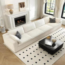157.5" Cloud Couch Modular Sectional Sofa for Living Room,Modern Sofa with Deep Seat，4 Seater Boneless Couch,Comfy Upholstered Corduroy Couches for Apartment, Studio, Office,Bedroom，White by CozyNest Decor