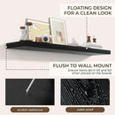 RICHFOCUS 55Inch Floating Shelves for Wall 1 Pack Shelves for Bedroom|Kitchen|Bathroom Wall Mounted Rustic Wood Floating Shelf with Invisible Brackets for Books|Storage|Decor, Black by CozyNest Decor
