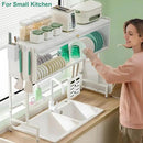 Dish Drying Rack, 3-Tier Over Sink Dish Drying Rack, 33.5" Sink Dish Rack for Small Kitchen, Space-Saving Sink Dish Rack with Cover, Baskets, Utensil, Large Kitchen Storage Organizer White by CozyNest Decor