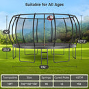 Tatub Large Trampolines Outdoor 10 12 14 15 16FT for Kids and Adults,Outdoor Recreational Pumpkin Trampolines with Curved Poles and Safety Enclosure Net, Basketball Hoop, Ladder by TinyTreasures Baby Boutique
