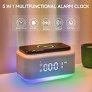 Alarm Clock Speaker Wireless Charger, Digital Alarm Clocks Bedrooms Bluetooth, Alarm Clock Dimmable Light Bedrooms Dual Alarm Snooze Dimmer 12 24H RGB Night Light Bluetooth USB AUX, Gray by TinyTreasures Baby Boutique