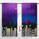 Superhero Rod Pocket Blackout Curtains for Boy Girl Bedroom, Super City Skyline Buildings Night Panorama Thermal Insulated Home Window Drapes for Living Room Darkening, 55x63 inch by TinyTreasures Baby Boutique