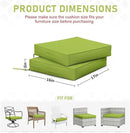 Patio Chair Cushions 17 X 16 X 3 Inch Waterproof Outdoor Seat Cushions for Patio Furniture, Outdoor Sofa Couch Pads with Ties & Handle, Set of 2, Grass Green by GreenHaven Gardens