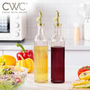 COOK WITH COLOR Glass Olive Oil Bottle Dispenser - 2 Pack- 17oz Oil and Vinegar Cruet - Olive Oil Carafe Decanter for Kitchen by CozyNest Decor