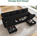 HONBAY Sectional Sofa with Storage Seat Velvet U Shaped Couch with Reversible Chaise Convertible Sectional Couches for Living Room,Black Velvet by CozyNest Decor