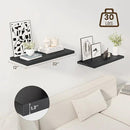 30" Floating Shelves for Wall, 12" Deep Slim Black Floating Shelves, Wall-Mounted Shelves for Bedroom, Living Room, Kitchen, Bathroom - Set of 2 by CozyNest Decor