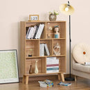 LEYAOYAO Wooden 7 Cube Book Shelf, Natural 3 Tier Bookshelf with Legs, Modern Open Storage Organizer,Boho Bookcase,Display Cabinet Shelf Free Standing Bookshelves for Bedroom,Living Room,Office by CozyNest Decor