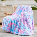 NEWCOSPLAY Faux Fur Twin Blanket Purple Rainbow Luxury Fluffy Thick Warm Bubble Blanket for Couch Sofa Bed 700GSM (Purple Rainbow, Twin(60"x80")) by CozyNest Decor