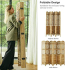 Room Divider with Shelves, 68.9inch Wood Carved and Louvered Wall Divider Freestanding, 6 Panels Folding Partition Screen for Bedroom Home Office (Natural) by CozyNest Decor