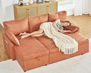 VanAcc Sleeper Sofa, Sofa Bed- 2 in 1 Pull Out Couch Bed with Storage Chaise, Sofa Sleeper Couch for Living Room, Brown Leathaire by CozyNest Decor