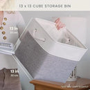 OrganiHaus 13x13 Cube Storage Bins 4 Pack, Foldable Cube Storage Organizer w/ Rope Handles, Collapsible Fabric Bins for Toys, Clothes & Closet Organization, Fabric Square Baskets - Gray/White by CozyNest Decor