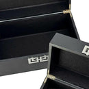Galt International Storage Box Set Decorative Storage Box w/Hinged Lid Classic Design Wood Decor Boxes with Geometric Clasp Storage for Bedroom & Home - Set of 2 (Black & Silver) by CozyNest Decor