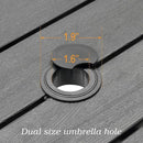 Outdoor Dining Table with 1.6" Umbrella Hole, Picnic Table Plastic Square Backyard Bistro Table Outdoor Dining Table for Garden, Poolside, Backyard, Black, 37x37inch by GreenHaven Gardens