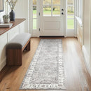 jinchan Hallway Runner Rug 2x8 Machine Washable Runner Rug Grey Vintage Floral Design Non-Slip Ultra-Thin for Kitchen Laundry Room Bedroom Farmhouse (2‘x8',Grey) by TinyTreasures Baby Boutique
