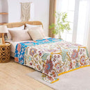 Boho Throw Blanket for Bed, 100% Cotton Soft Rustic Quilt Fall Blanket, 90"x98" Floral Printed Farmhouse Decor Bed Blankets, All Season Rustic Reversible Bohemian Throw Quilt by CozyNest Decor