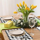 Love Family Placemats Set of 6 Buffalo Plaid Plastic Table Mats Black and White Plaid Place Mats Washable Vinyl Love Home Checkered Table Decoration for Indoor Outdoor Party Kitchen Dining by CozyNest Decor