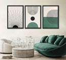 3 Pcs Sage Green Boho Canvas Wall Art Modern Abstract Minimalist Neutral Bohemian Sun Geometric Line Painting Picture Wall Decor Poster Print Artwork for Living Room Bedroom Home Decoration Unframed by CozyNest Decor