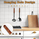 FJNATINH Stainless Steel Wok Spatula and Ladle Tool, Mirror Polished Cooking Utensils Set Metal Wok Accessories with Wooden Handle,Easy to Clean Kitchen Utensils,Black by CozyNest Decor