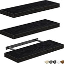 QEEIG Floating Shelves for Wall Bathroom Shelf Bedroom Kitchen Living Room Hanging Book Shelves Small Farmhouse Decor 16 inch Set of 3, Black (015-B3) by CozyNest Decor