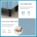 Storage Ottoman Bench, Velvet Upholstered Footstool for Bedroom and Living Room, Tufted Seat with Storage, Wooden Legs & Metal Rivets, Light Blue by CozyNest Decor