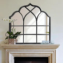 Window Mirror Pane, Black Metal Frame, Cathedral Arched Wall Mirrors Decorative Over Fireplace Mantel, Farmhouse Decorations for Dining Living Room Hallway Entryway by CozyNest Decor