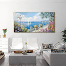 XLSJERST Large Coastal Wall Art - Ocean Seascape Canvas Yellow Green Flowers Painting Landscape Sailboat Picture Artwork Modern Large Framed for Living Room Bedroom Home Office Decor 24x48 by CozyNest Decor