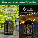 Glitzhome Solar Lantern Black Metal Cutout Leaf Outdoor Hanging Solar Light with Handle for Garden Patio Yard Outdoor Decor by GreenHaven Gardens